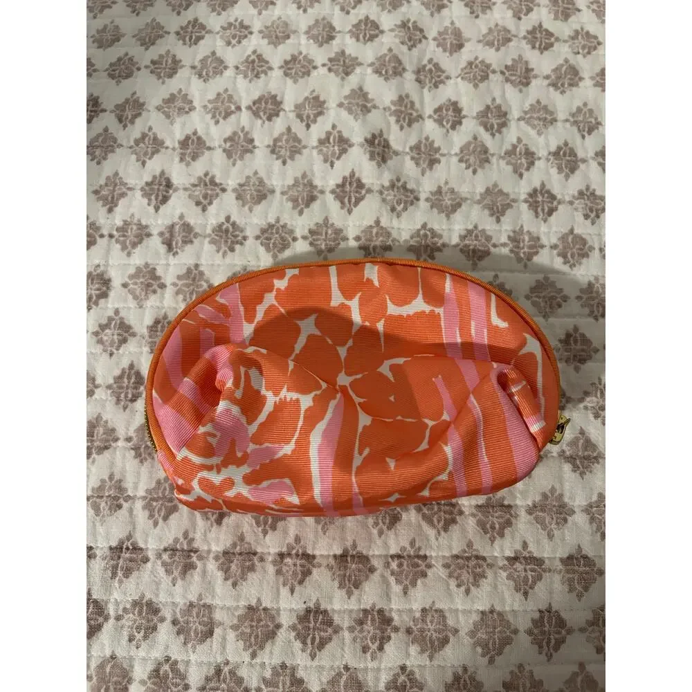 Lilly Pulitzer for Target Orange Pink Cosmetic Makeup Case Pouch Giraffeeey EUC